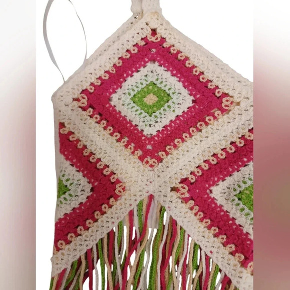 New In NWT Crochet Tank Crop Top Pink Size S/M - Picture 5 of 7